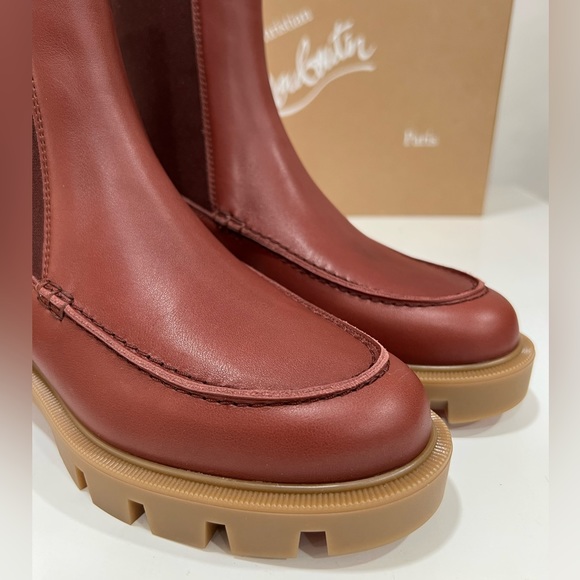 Christian Louboutin Glorina Bourbon Leather Chelsea Boots calf shoes - Picture 5 of 11